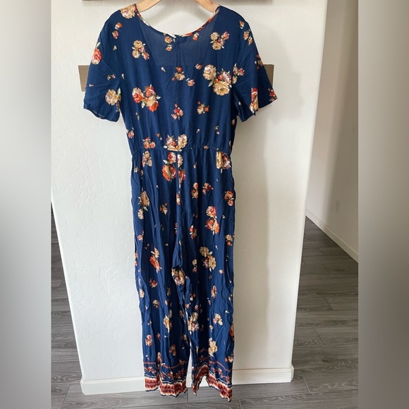 Band of Gypsies|Boho Floral, Mixed Pattern Wide Leg Jumpsuit w Tassels—Size L••• - Picture 14 of 14